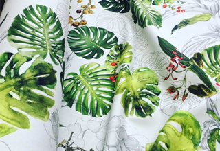 Leaf Print Curtain Fabric